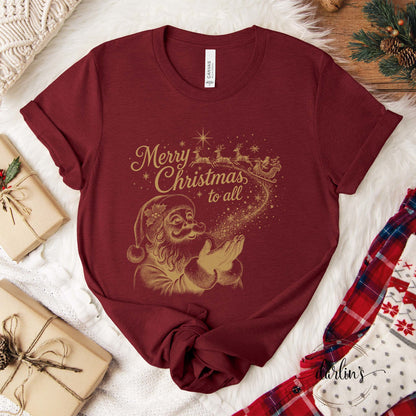 Santa Wishes Shirt - Old Gold Lettering
