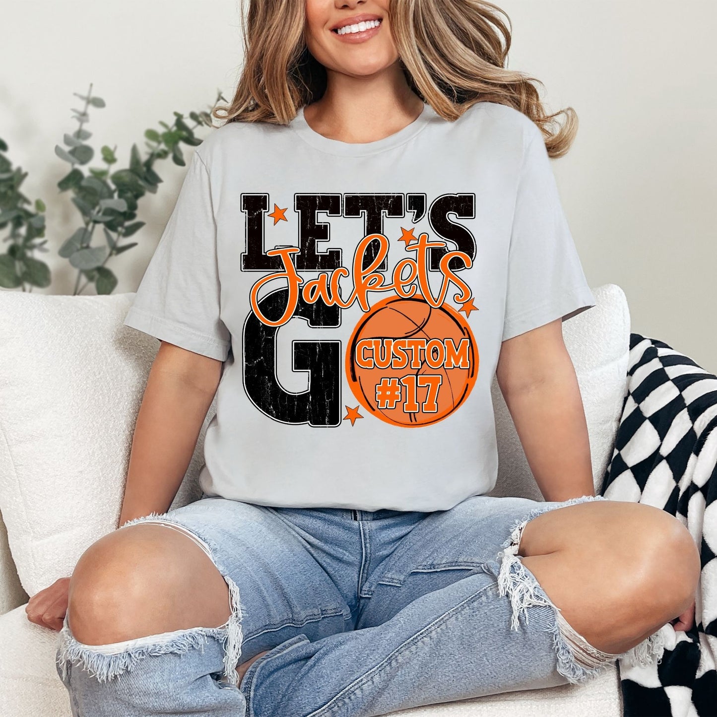 Jackets Spirit Stacked Lets Go Basketball Customizable Shirt