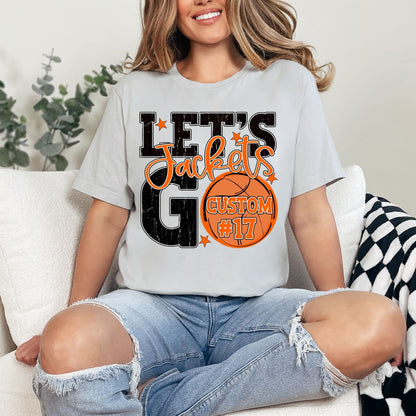 Jackets Spirit Stacked Lets Go Basketball Customizable Shirt