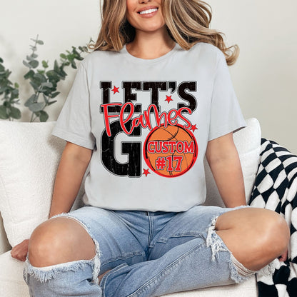 Flames Spirit Stacked Lets Go Basketball Customizable Shirt