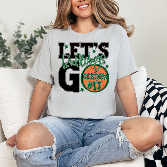 Bulldogs Spirit Stacked Lets Go Basketball Customizable Shirt