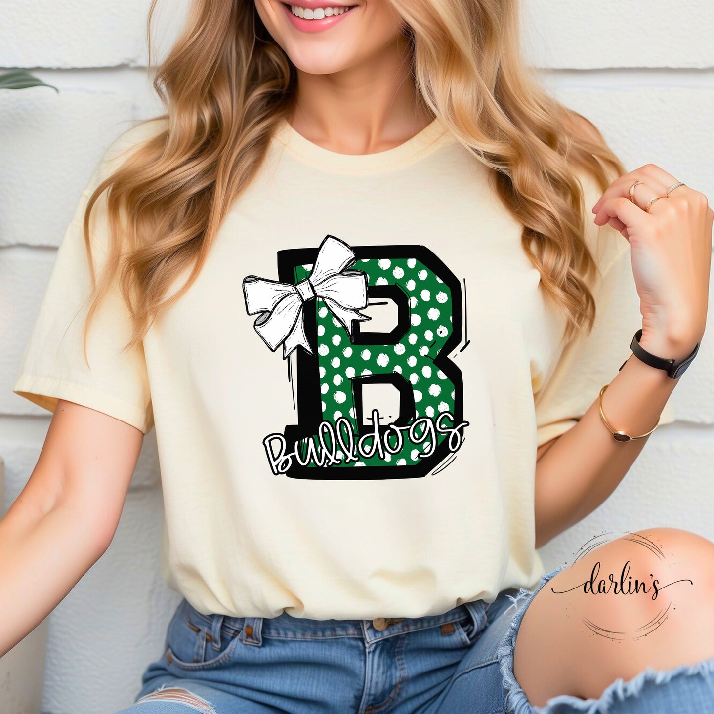 So Sporty Bow - B- Bulldogs - Kelly Green