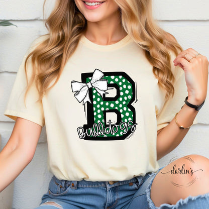 So Sporty Bow - B- Bulldogs - Kelly Green