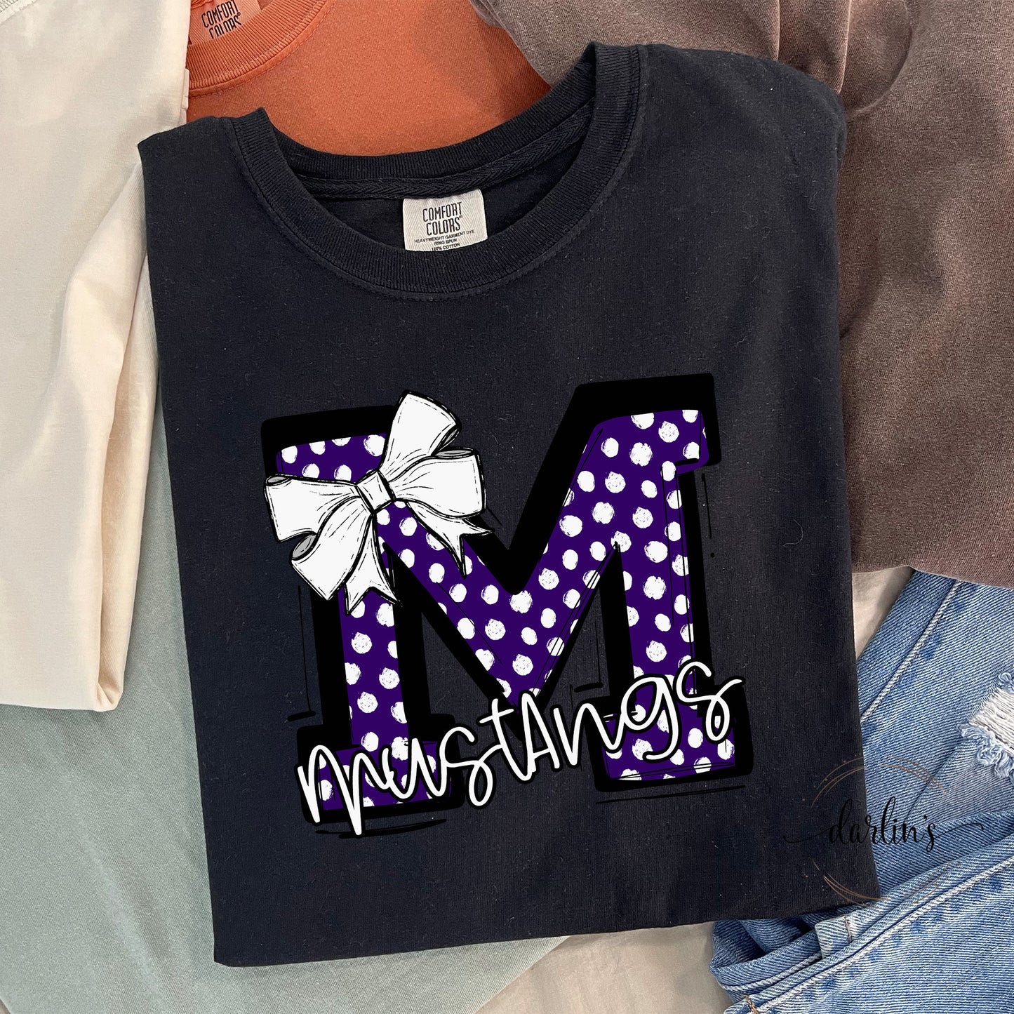 So Sporty Bow - M Mustangs Purple Shirt