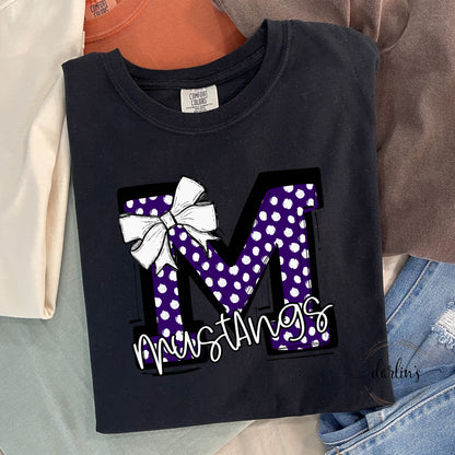 So Sporty Bow - M Mustangs Purple Shirt
