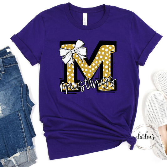 So Sporty Bow - M Mustangs Vegas Gold Shirt