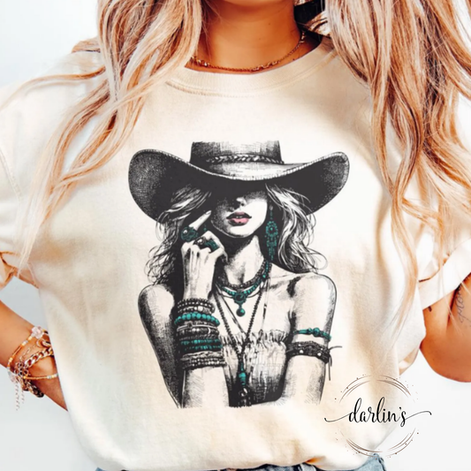 Stylish Vintage Western Cowgirl - Bling Shirt