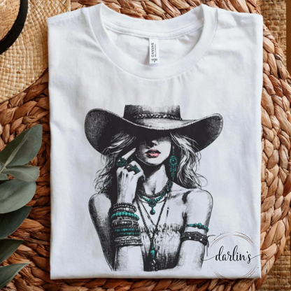 Stylish Vintage Western Cowgirl - Bling Shirt