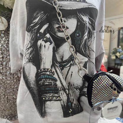 Stylish Vintage Western Cowgirl - Bling Shirt