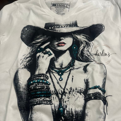 Stylish Vintage Western Cowgirl - Bling Shirt