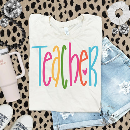 Teacher Bright Lettering Shirt