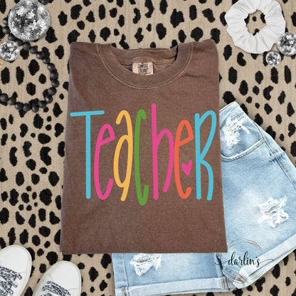 Teacher Bright Lettering Shirt