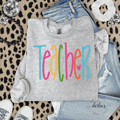Teacher Bright Lettering Shirt