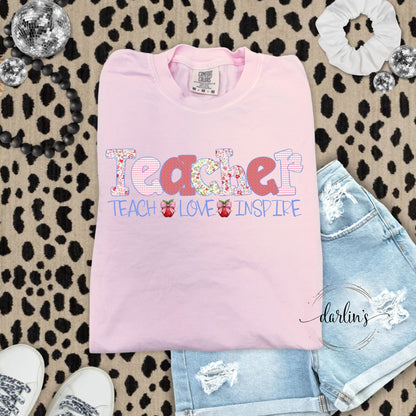 Teacher Teach Love Inspire Shirt