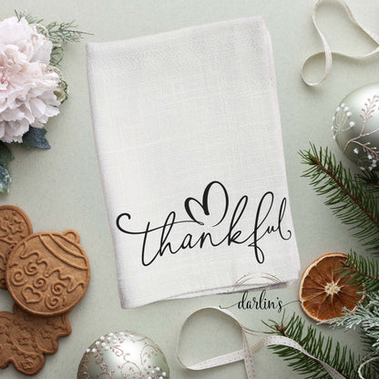 Thankful Black Kitchen Towel
