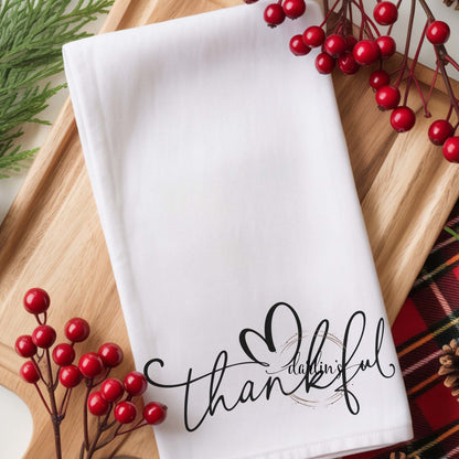 Thankful Black Kitchen Towel