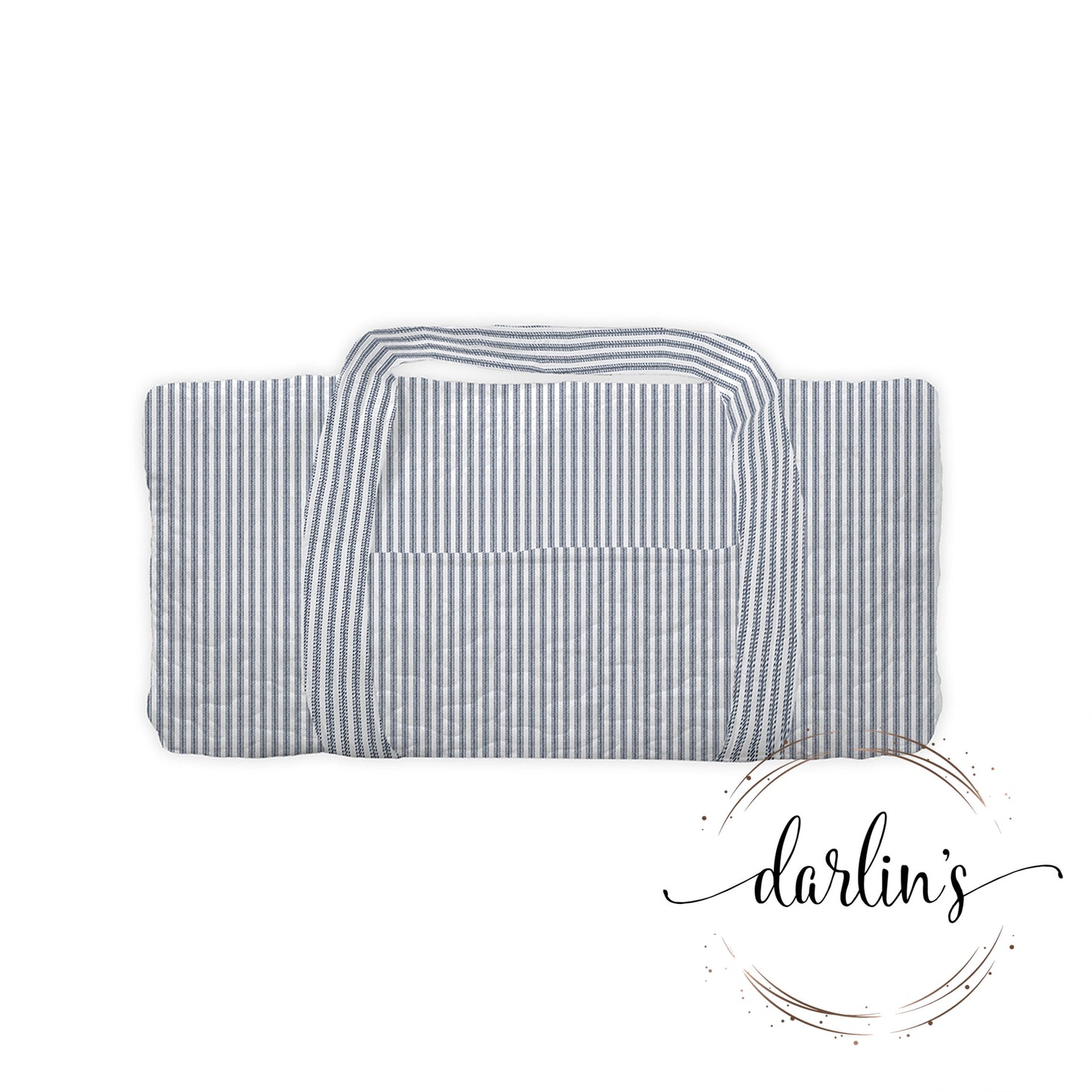 Duffle Bag - Navy Ticking - Monogrammed