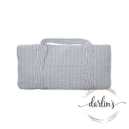 Duffle Bag - Navy Ticking - Monogrammed