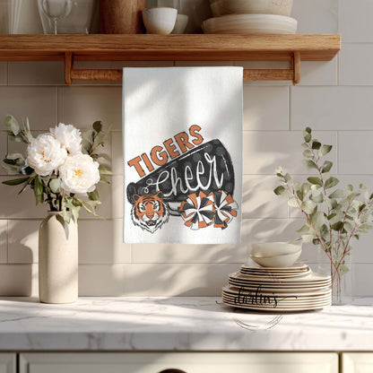 Tigers Cheer Black And Orange Kitchen Towel