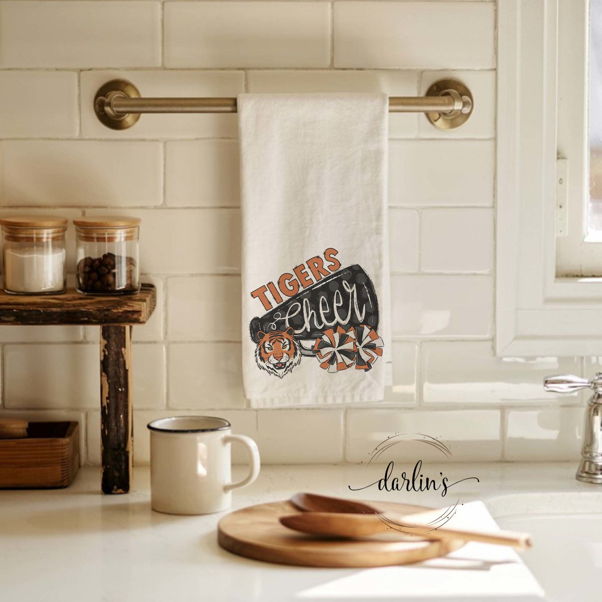 Tigers Cheer Black And Orange Kitchen Towel