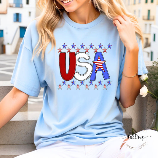 USA Star Border No Bow Shirt