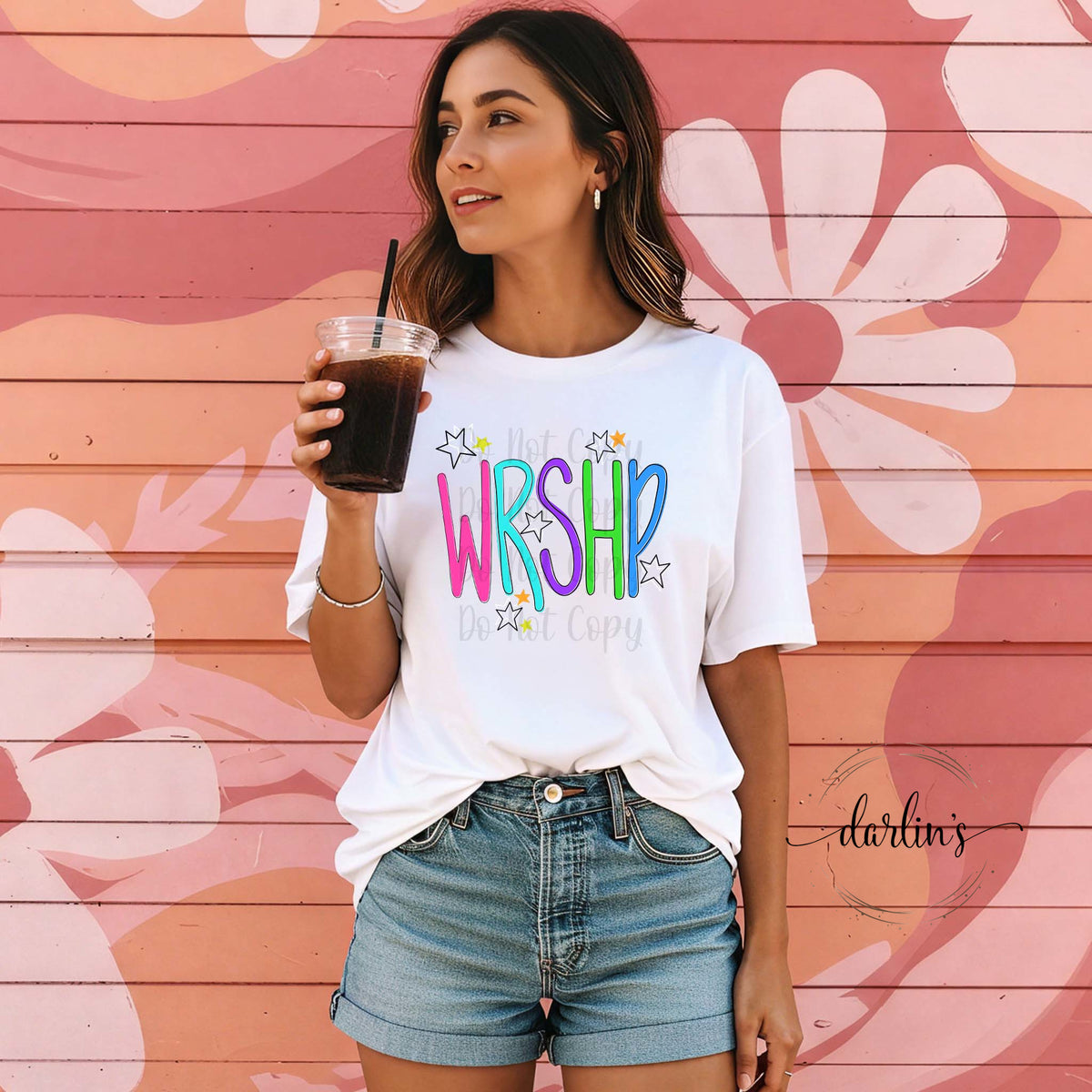 Wrshp Bright Lettering With Stars Shirt