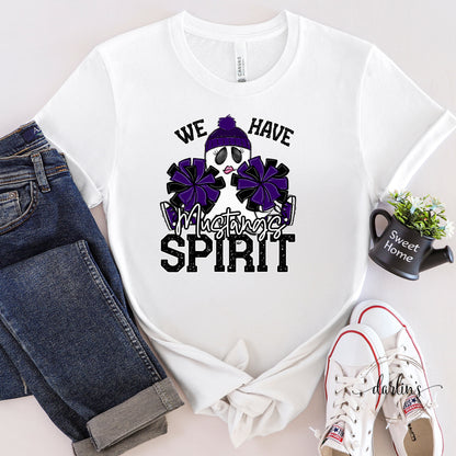 We Have Spirit Ghost Cheerleader - Mustangs - Purple Shirt