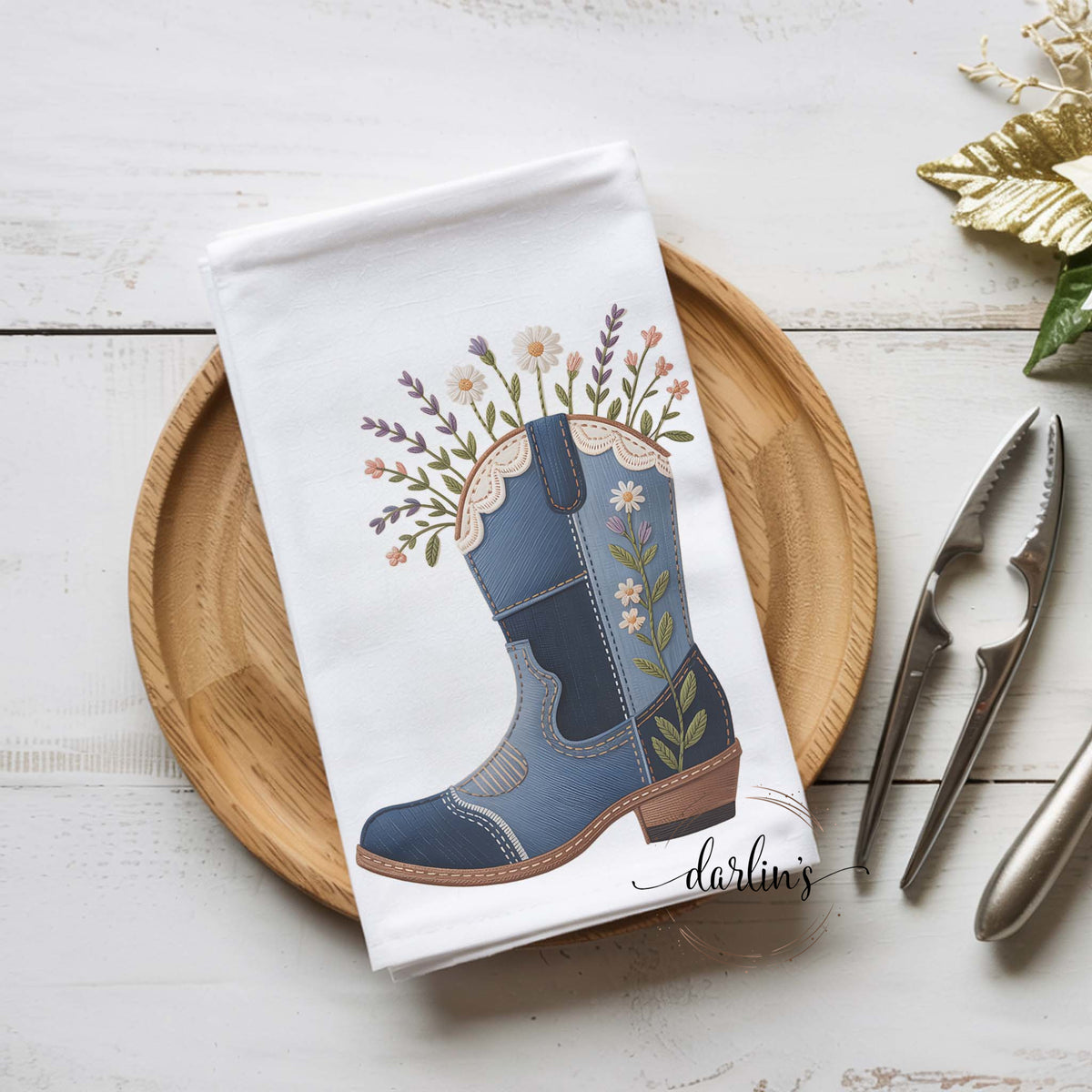 Boho Cowgirl Boot Kitchen Towel