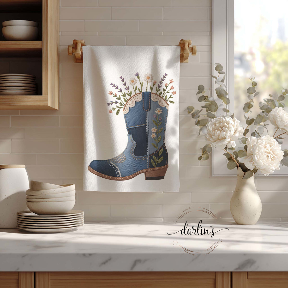Boho Cowgirl Boot Kitchen Towel
