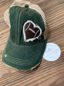 Green Football Heart Hat