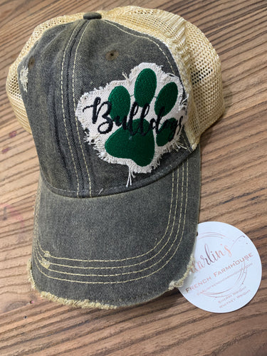 Black Paw Print Bulldog Hat