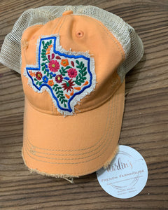 Orange Floral TX Hat