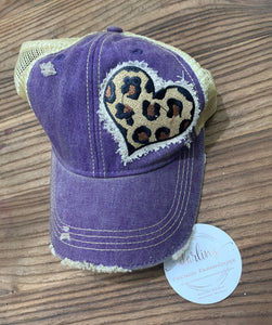 Purple Leopard Heart Hat