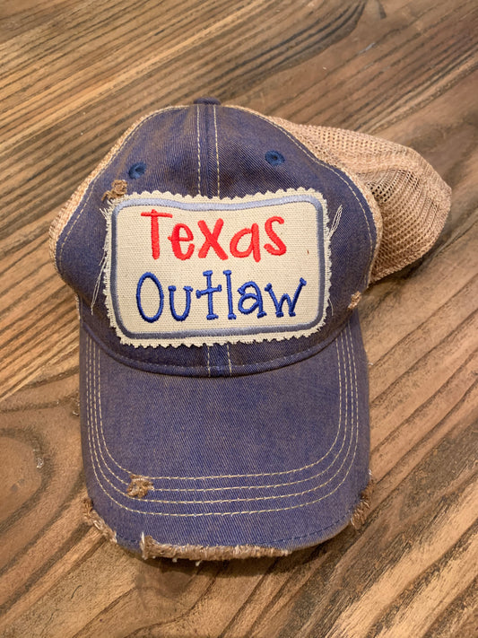 Texas Outlaw on Vintage Navy Hat