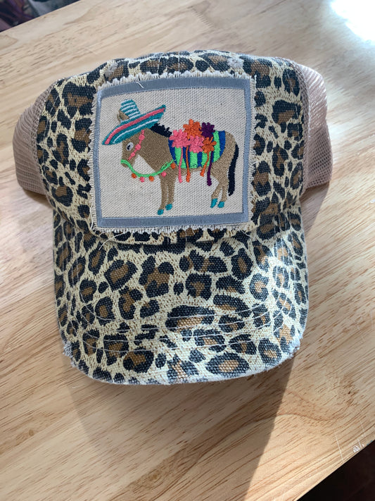 Donkey Patch on Animal Print Hat, Ladies Hat